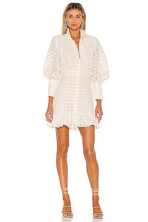 shona joy balloon sleeve mini dress Shona Joy Penelope Balloon Sleeve Mini Dress in Ivory