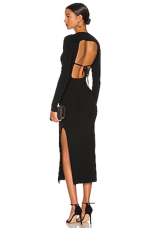 Long sleeve backless midi dress best sale