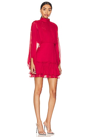 Shona Joy Leilani Long Sleeve Mini Dress in Red