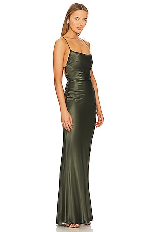 Shona Joy La Lune Lace Back Maxi Dress in Dark Green
