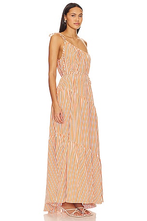 Shona Joy Hele One Shoulder Tiered Maxi Dress in Orange