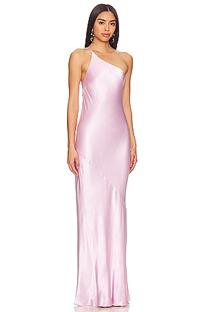 Shona Joy La Lune One Shoulder Cowl Back Maxi Dress in Pink