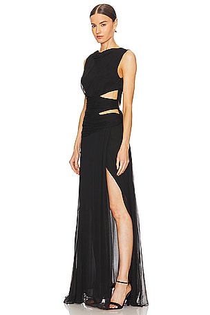 Shona Joy Claude Cut Out Maxi Dress in Black