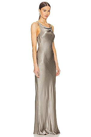 Shona Joy La Lune High Neck Cowl Maxi Dress in Sage,Grey