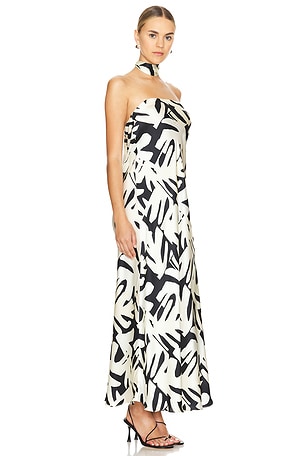 Shona Joy Micah Silk Strapless Bias Maxi Dress in Black,White