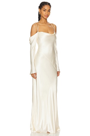 Shona Joy La Lune Off Shoulder Tie Maxi Dress in White