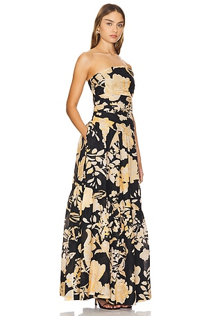 Shona Joy Xenia Strapless Tiered Maxi Dress in Black