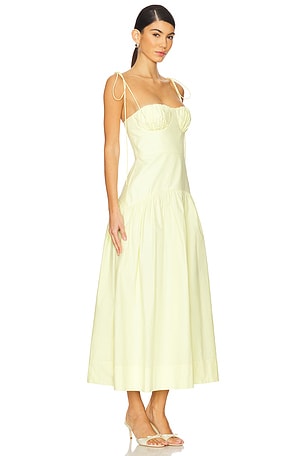 Shona Joy Maiori Gathered Midi Dress in Lemon