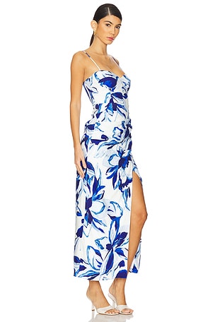 Shona Joy Stevie Bustier Draped Midi Dress in White