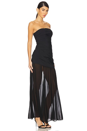 Shona Joy Blainey Strapless Draped Maxi Dress in Black