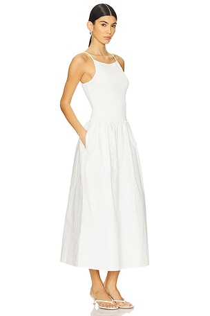 Shona Joy Aliah High Neck Midi Dress in Ivory