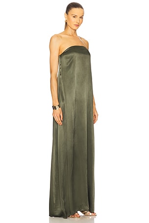 Shona Joy La Lune Strapless Column Maxi Dress in Olive. Size Aus 8/US 4. Also
