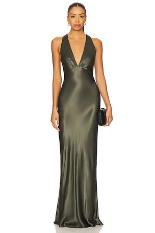 La Lune Plunged Cross Back Maxi Dress Shona Joy