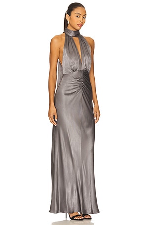 Shona Joy Agnes Halter Neck Maxi Dress in Grey