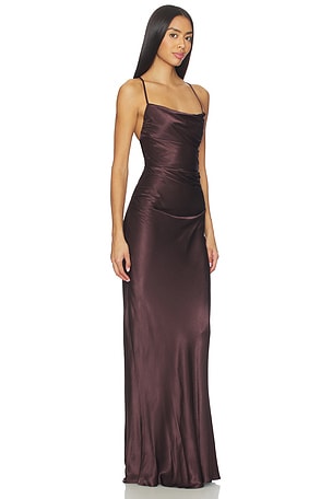 Shona Joy La Lune Lace Back Maxi Dress in Brown. Size Aus 8/US 4. Also