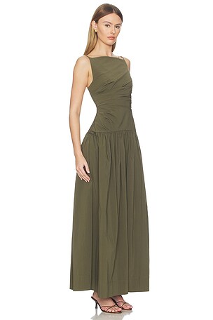Shona Joy Campbell Square Neck Maxi Dress in Army. Size Aus 4/US 0. Also