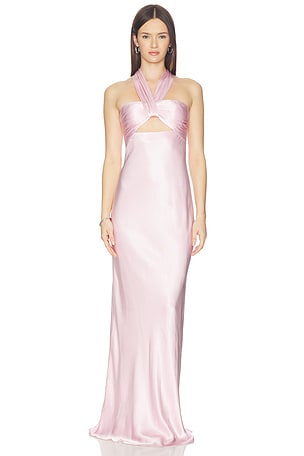 La Lune Ruched Halter Maxi Dress Shona Joy