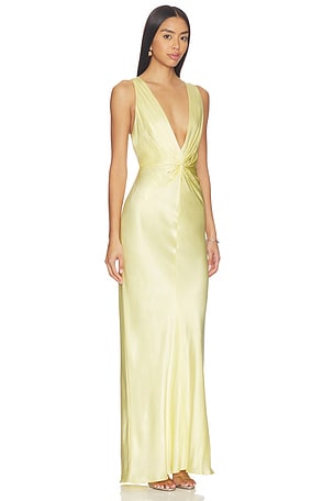 Shona Joy La Lune Low Twist Maxi Dress in Lemon. Size Aus 4/US 0. Also