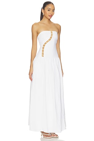 Shona Joy Effie Strapless Cut Out Maxi Dress in Ivory