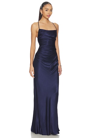 Shona Joy La Lune Lace Back Maxi Dress in Navy
