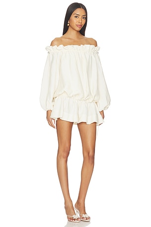Shona Joy Jasper Off Shoulder Mini Dress in Ivory