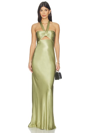 La Lune Ruched Halter Maxi Dress Shona Joy
