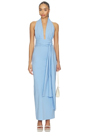 Campbell Halter Plunged Maxi Dress Shona Joy
