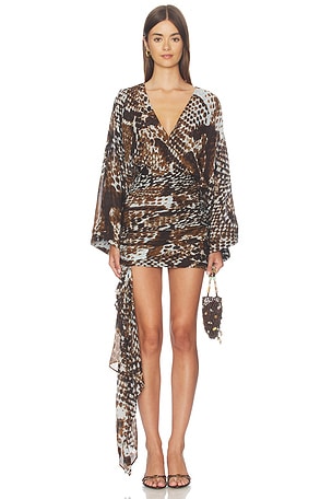 Maia Long Sleeve Plunged Mini Dress Shona Joy