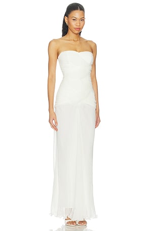 Shona Joy Federick Strapless Ruffle Maxi Dress in Ivory