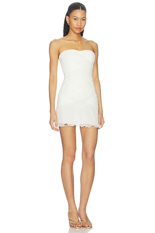 Shona Joy Federick Strapless Ruffle Mini Dress in Ivory. Size Aus 6/US 2. Also