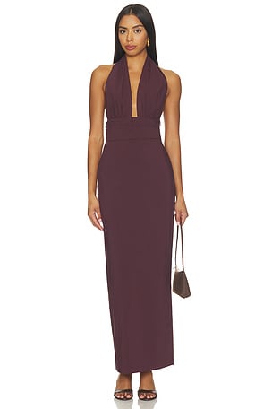 Campbell Halter Plunged Maxi Dress Shona Joy