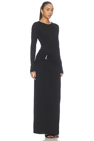 Shona Joy Miro Long Sleeve Gathered Maxi Dress in Black