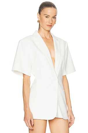 Shona Joy Felix Short Sleeve Blazer in White