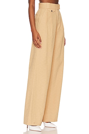 Shona Joy Akua High Waisted Tailored Pant in Beige