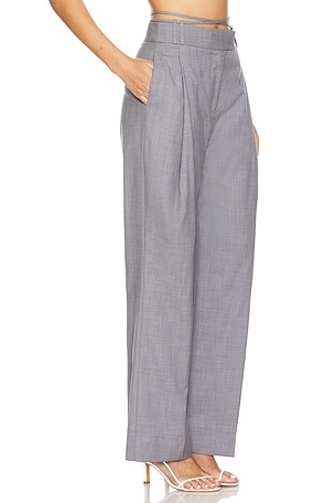 Shona Joy Asher Low Rise Slouch Pant With Tie in Grey