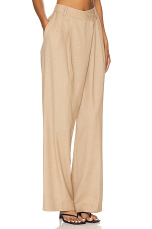 Shona Joy Asher Asymmetrical Pleat Front Pant in Cream