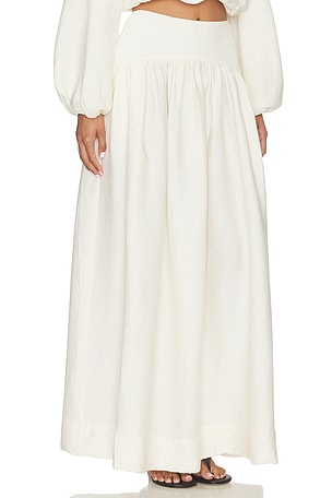 Shona Joy Jasper Gathered Maxi Skirt in Ivory