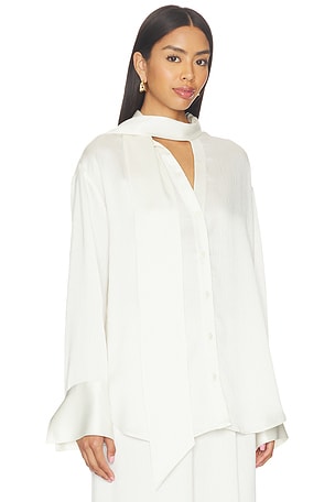 Shona Joy Huxley Long Sleeve Scarf Shirt in White