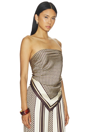 Shona Joy Tyler Silk Scarf Top in Brown