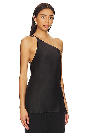 Shona Joy Mia One Shoulder Cowl Back Top in Black