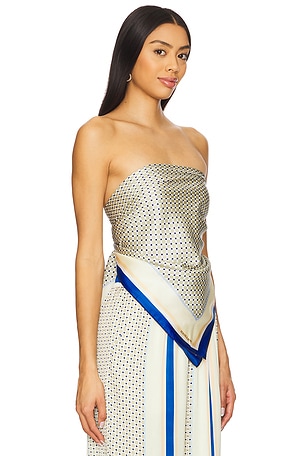 Shona Joy Tyler Silk Scarf Top in Blue,Ivory
