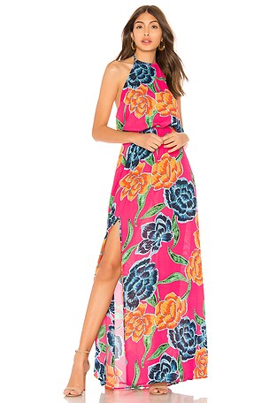 show me your mumu heather halter dress X REVOLVE in Floratopia Black halter