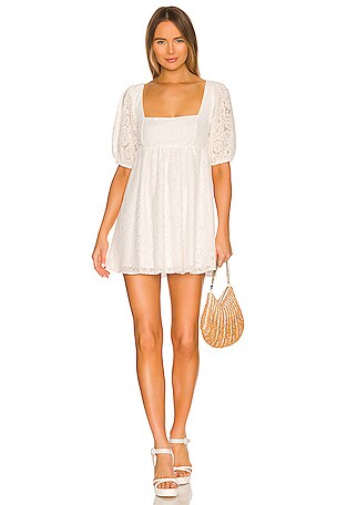 Show Me Your Mumu Smitten Babydoll Dress in Duchess Lace White | REVOLVE
