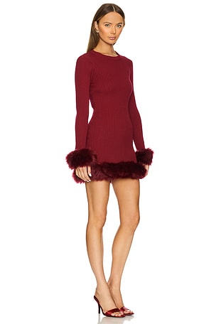 Show Me Your Mumu Fran Dress With Faux Fur Trim in Wine