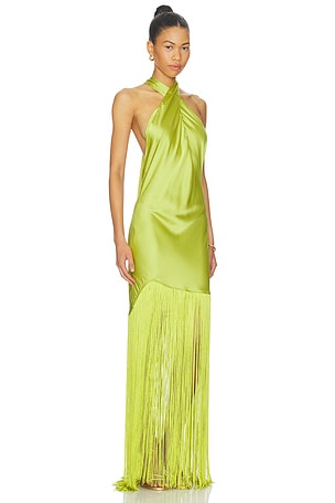 Show Me Your Mumu Jasmine Fringe Maxi Dress in Green