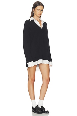 Show Me Your Mumu Lyle Collared Sweater Dress in White & Black Knit