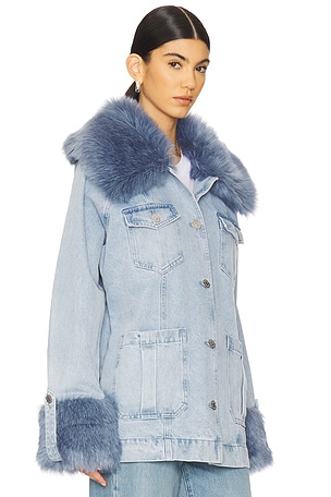Show Me Your Mumu Copenhagen Faux Fur Jacket in Blue