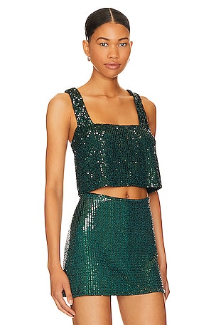 Show Me Your Mumu Tara Crop Top in Green