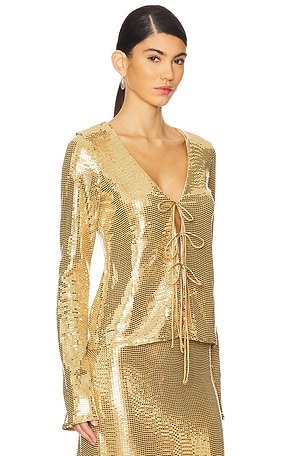 Show Me Your Mumu Thrill Top in Metallic Gold