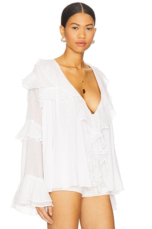 Show Me Your Mumu Joss Ruffle Top in Ivory